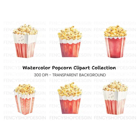 Popcorn Boxes Clipart Bundle