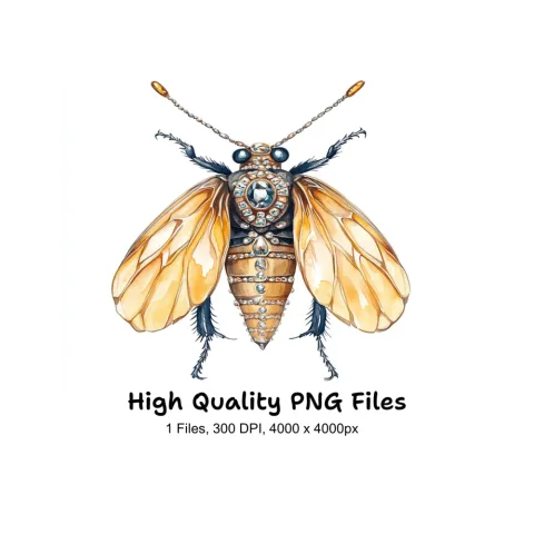 Golden Jeweled Wasp Clipart Bundle