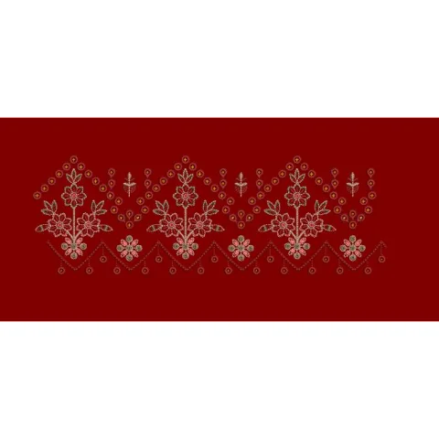 Crimson Heritage Floral Border Embroidery Design