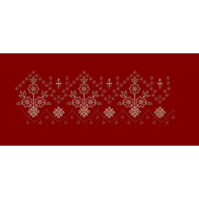 Crimson Heritage Floral Border Embroidery Design