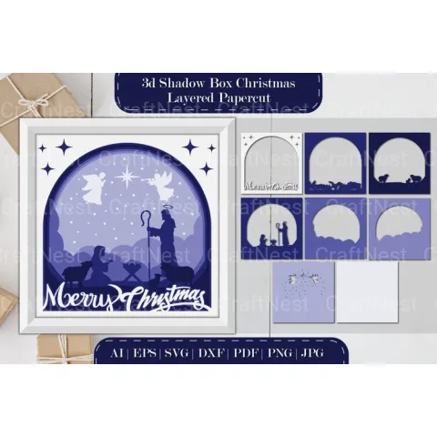Shadow Nativity Scene Layered Papercut D SVG