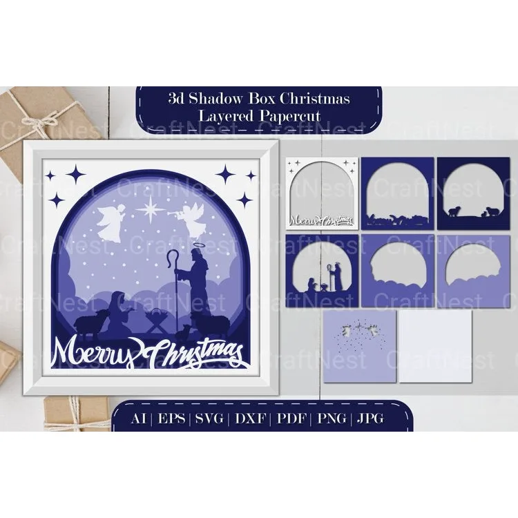 Shadow Nativity Scene Layered Papercut D SVG