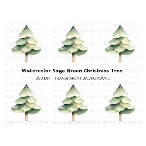 Cute Stylized Pine Tree Clipart Bundle