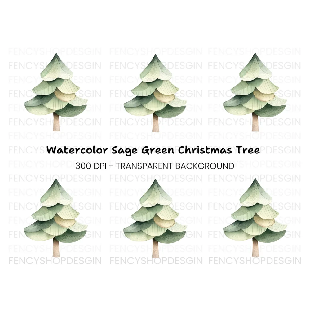 Cute Stylized Pine Tree Clipart Bundle