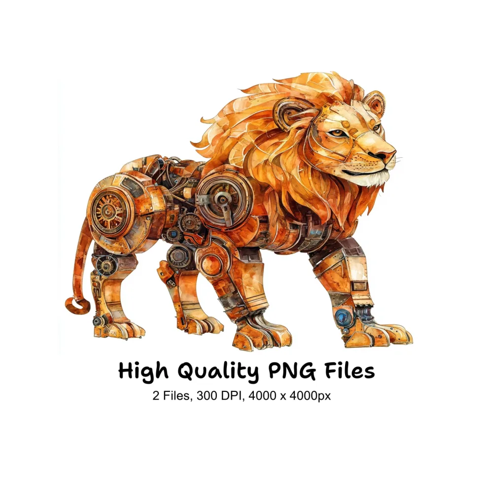 Steampunk Lion Clipart Bundle