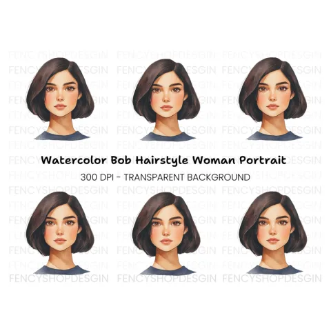 Bob Haircut Girl Clipart Bundle