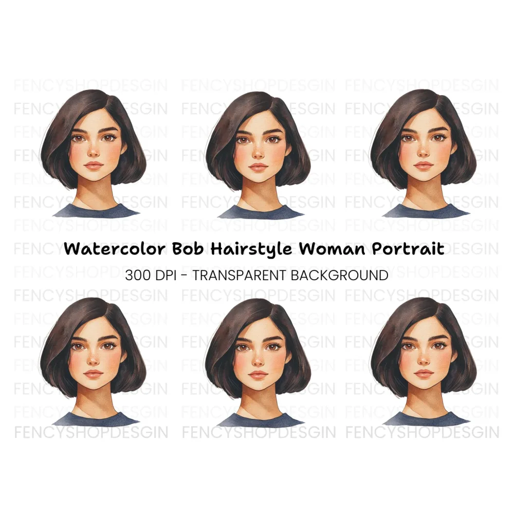 Bob Haircut Girl Clipart Bundle