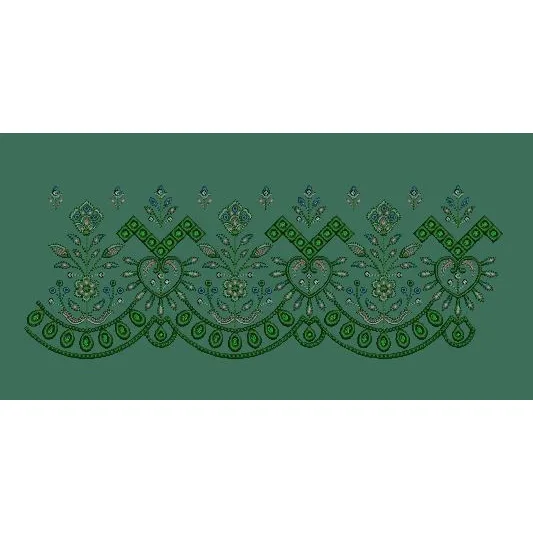 Ornate Chevron Gable and Heart Festoon Embroidery Design