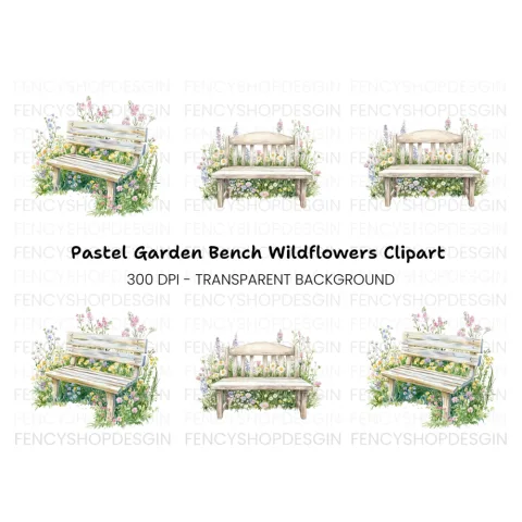 Garden Bench Clipart Bundle