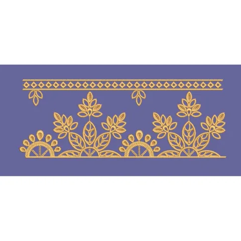 Geometric Leaf Motif Border Embroidery Design