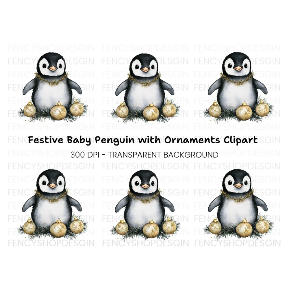Adorable Christmas Penguin Clipart Bundle
