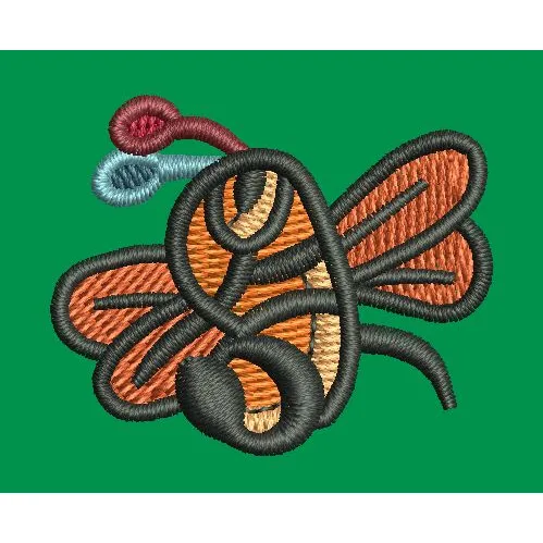 Abstract Winged Creature Embroidery Design