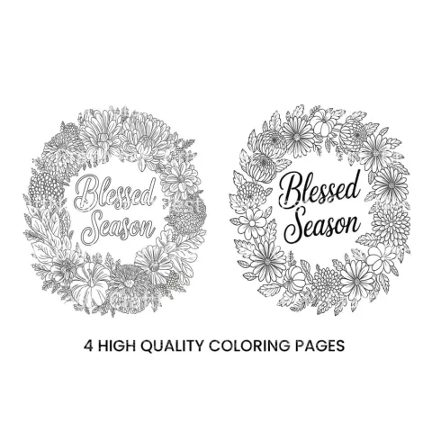 Harvest Blessed Season Wreaths Coloring Books