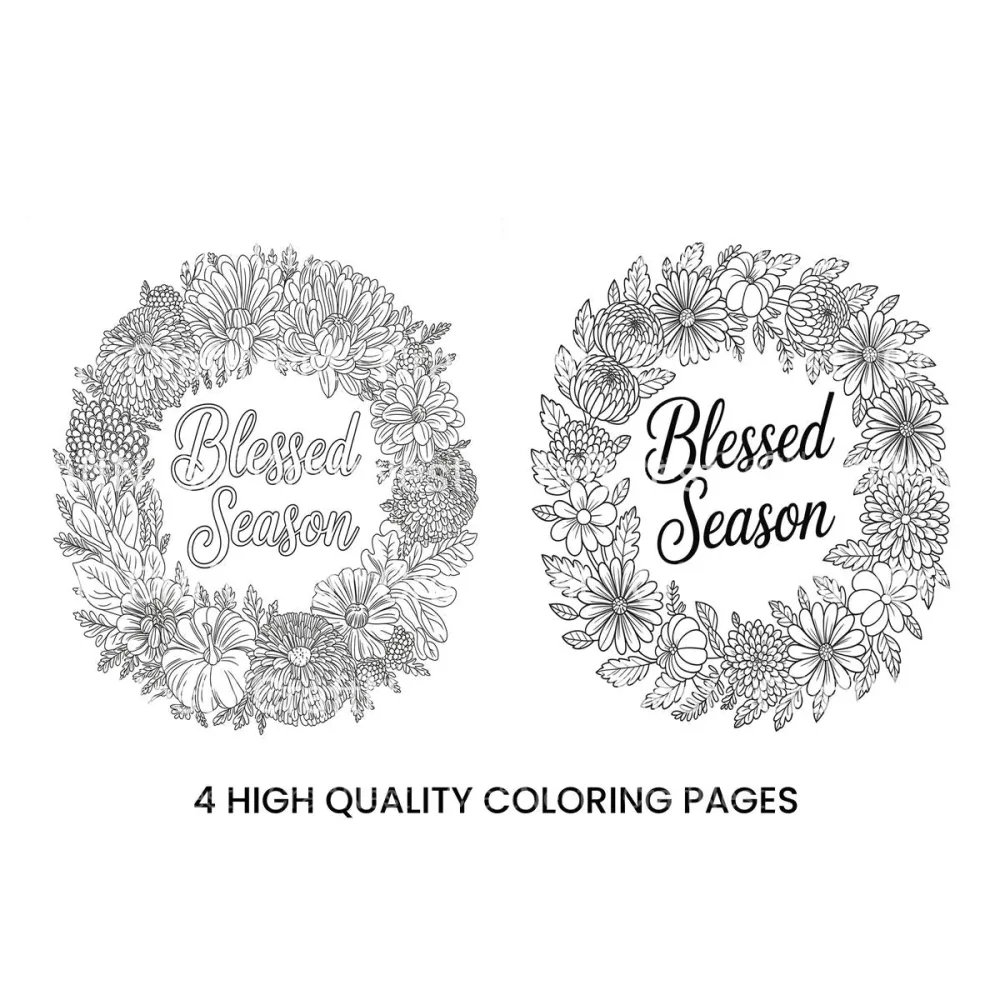 Harvest Blessed Season Wreaths Coloring Books