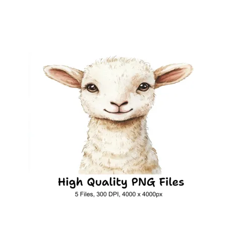 Adorable Lamb Faces Clipart Bundle