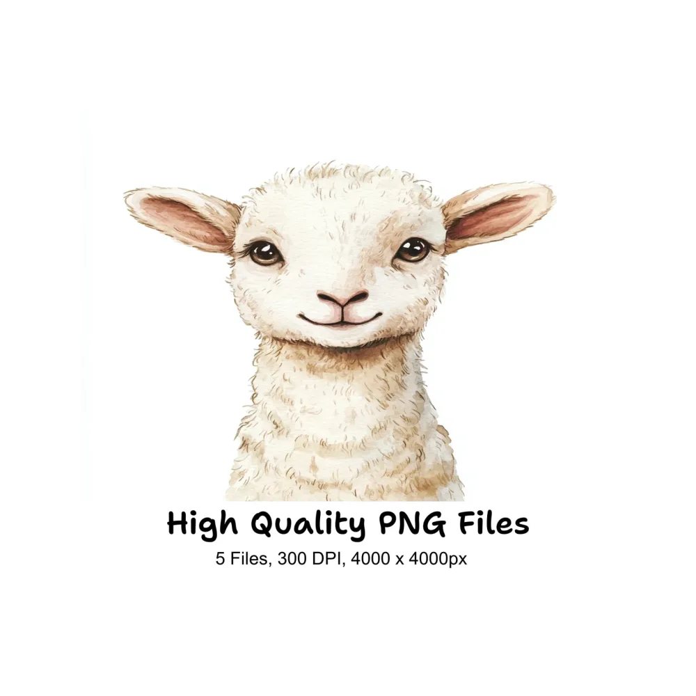 Adorable Lamb Faces Clipart Bundle