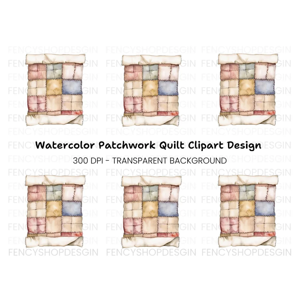 Hand Stitched Patchwork Quilt Clipart Bundle