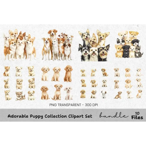 Adorable Puppy Clipart Bundle