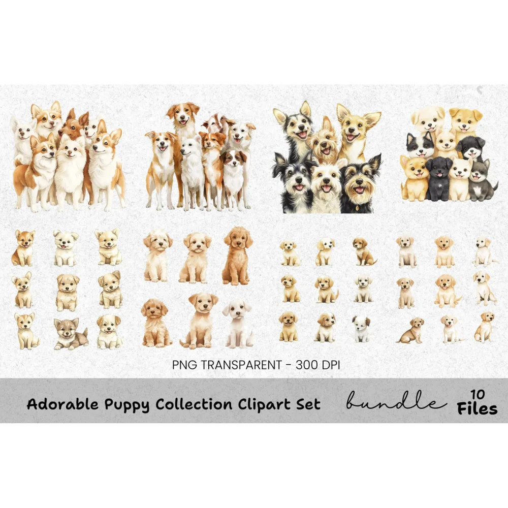Adorable Puppy Clipart Bundle
