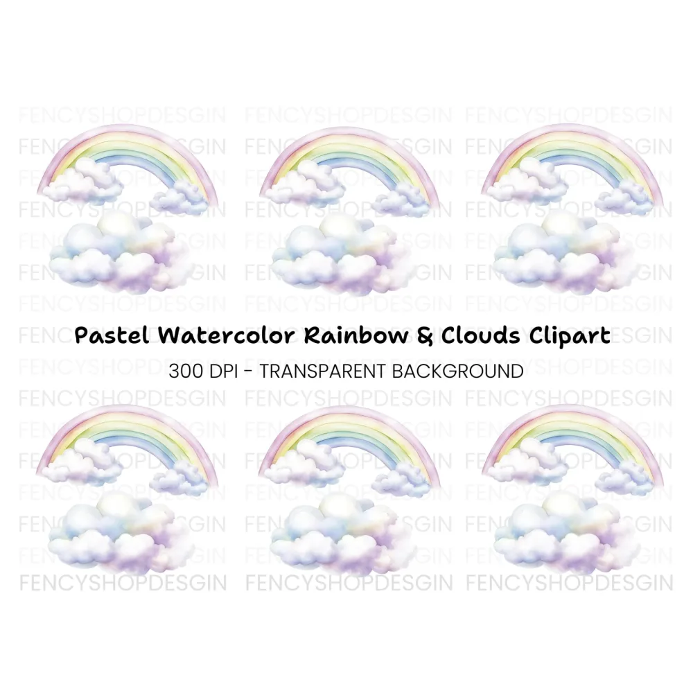 Rainbow and Clouds Clipart Bundle