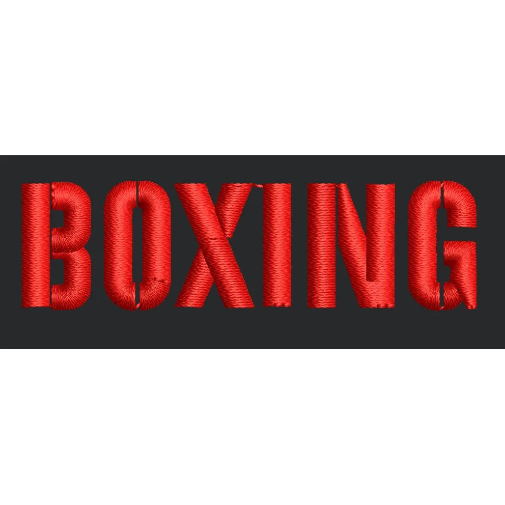 Boxing Text Embroidery Design