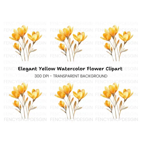 Yellow Flower Clipart Bundle