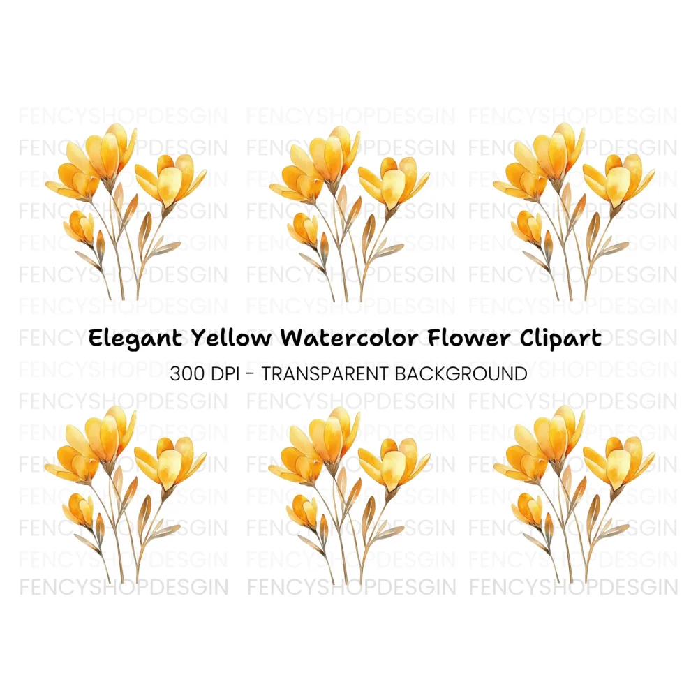 Yellow Flower Clipart Bundle
