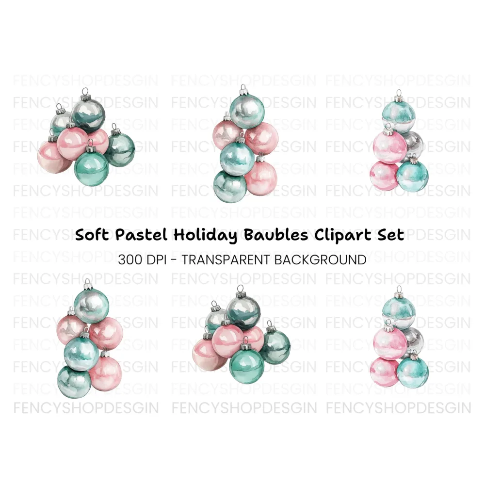Christmas Ornament Stacks Clipart Bundle