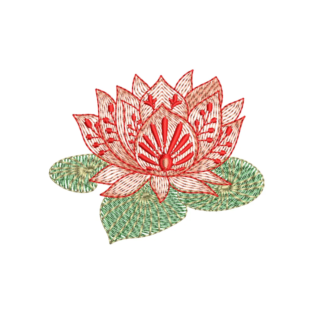 Pond Flower Embroidery Design
