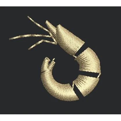 Curled Crustacean Silhouette Embroidery Design