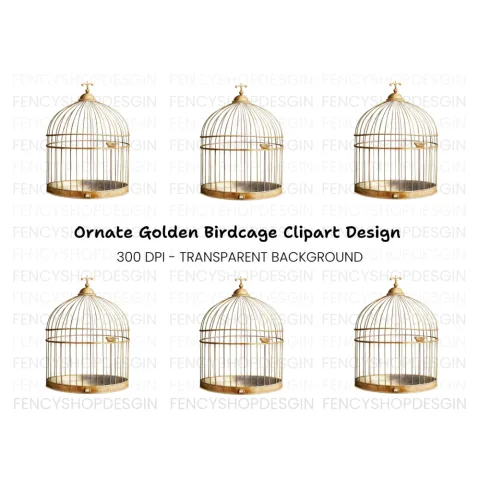 Ornate Vintage Birdcage Clipart Bundle
