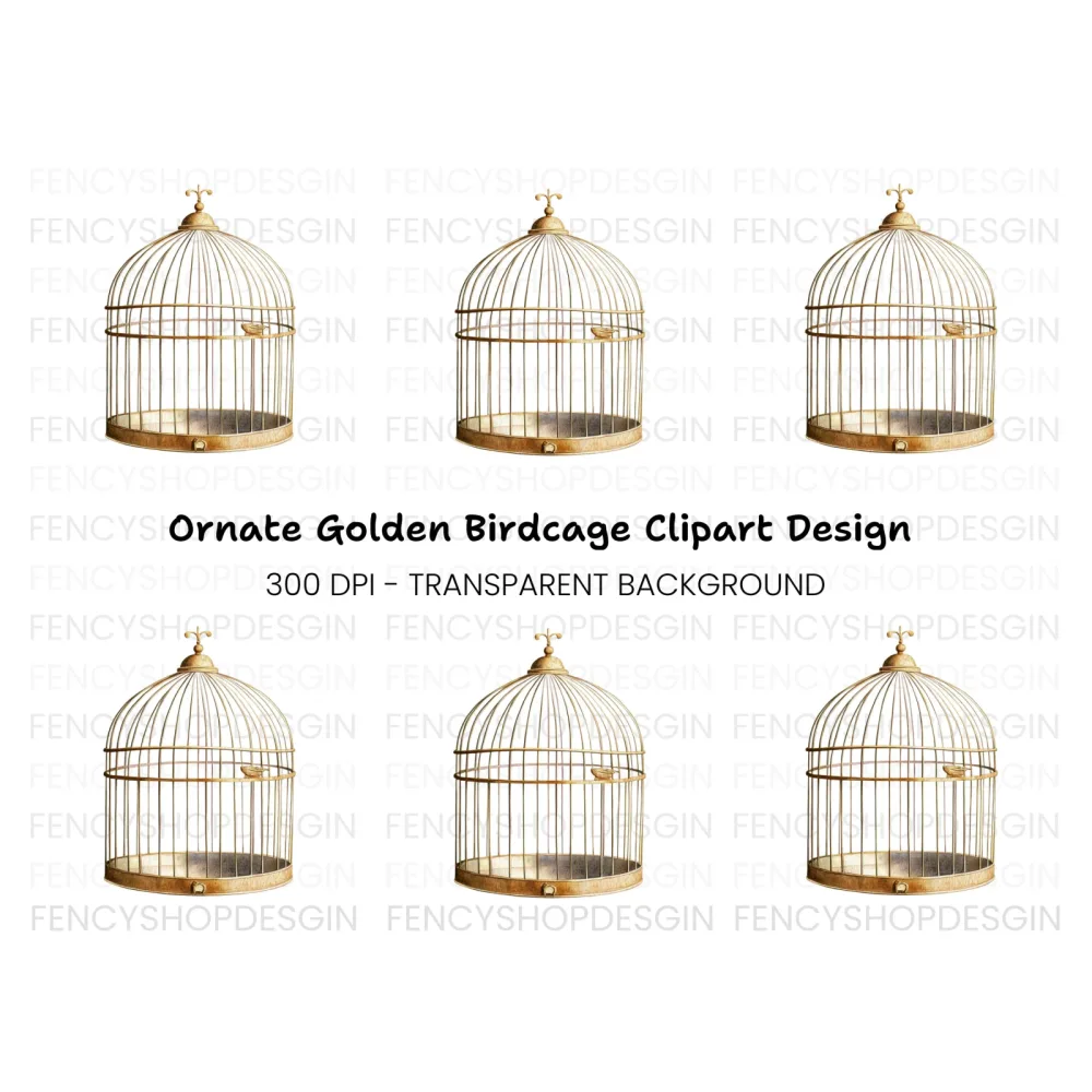 Ornate Vintage Birdcage Clipart Bundle