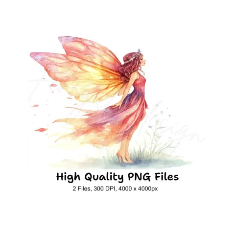 Elegant Red Fairy Clipart Bundle