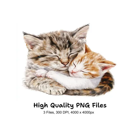 Cute Sleeping Kittens Clipart Bundle
