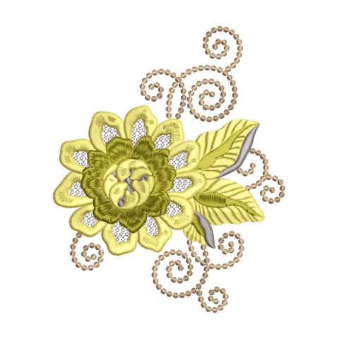 Swiral Flower Embroidery Design