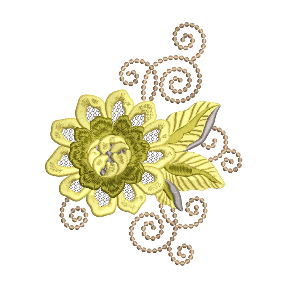 Swiral Flower Embroidery Design