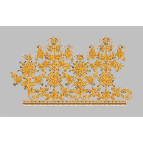 Gilded Scallop Golden Ornamental Border Embroidery Design