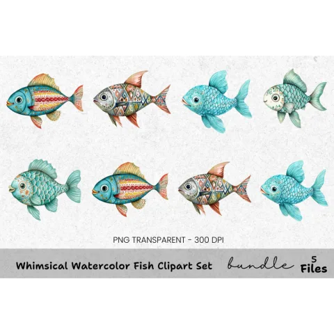 Whimsical Fish Clipart Bundle