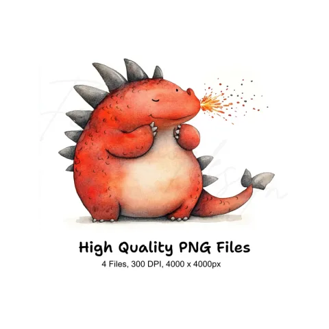 Cute Red Dragon Clipart Bundle