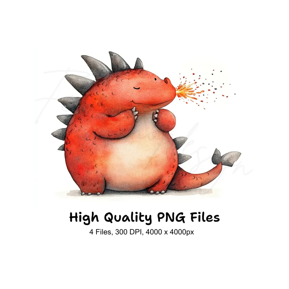 Cute Red Dragon Clipart Bundle