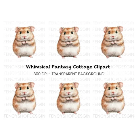 Cute Fluffy Hamster Clipart Bundle