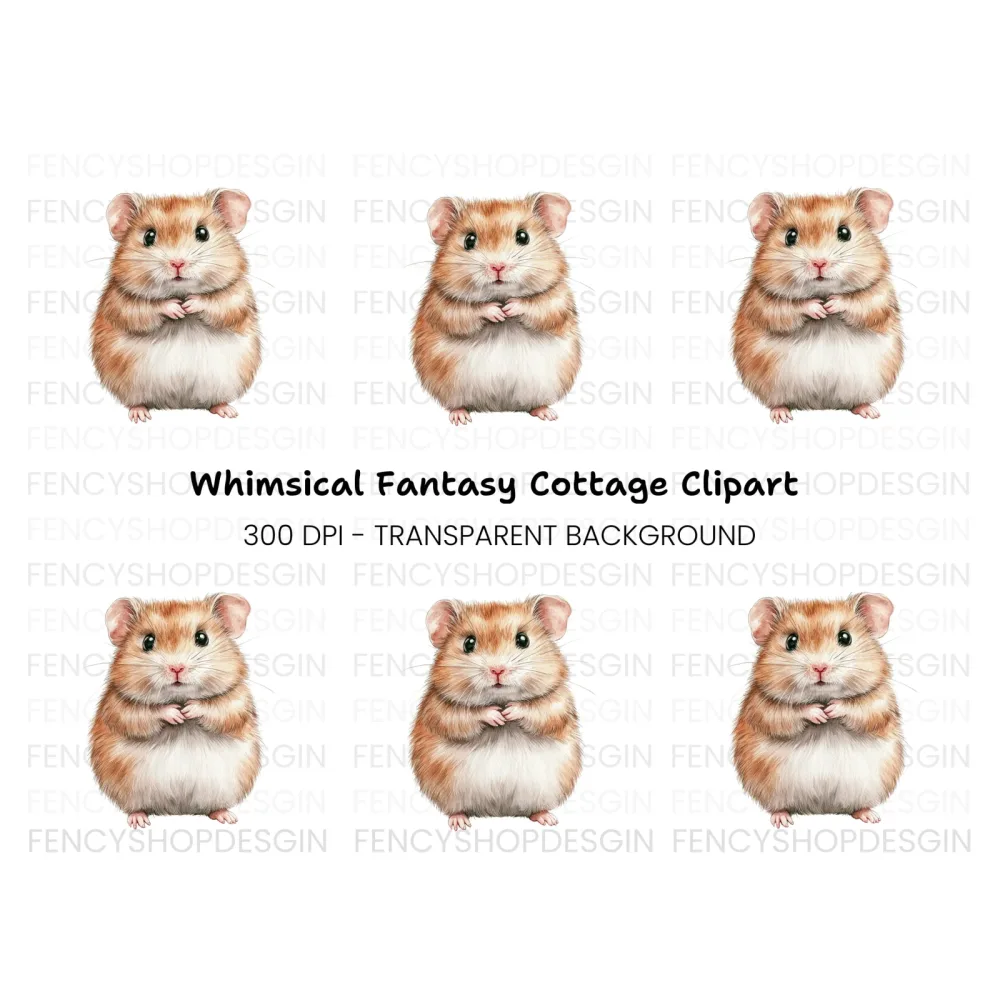 Cute Fluffy Hamster Clipart Bundle