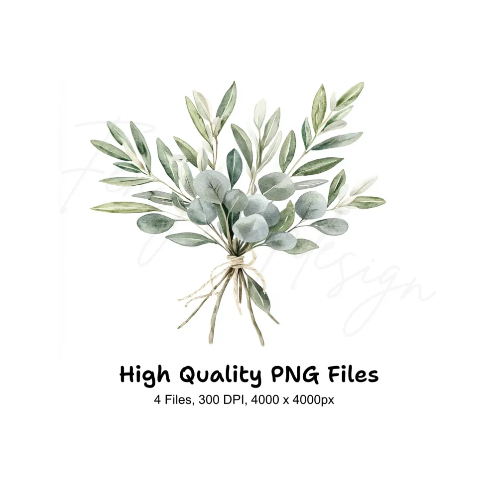 Eucalyptus Olive Bouquets Clipart Bundle