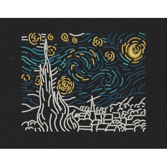 Starry Night Embroidery Design