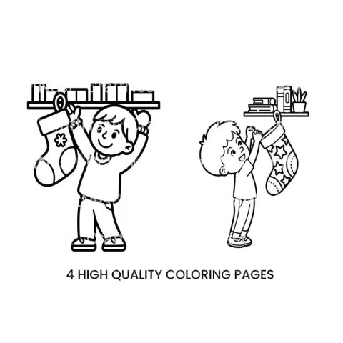 Kids Hanging Christmas Stockings Coloring Books