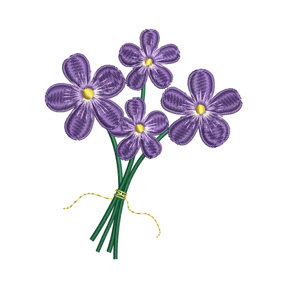 Blue Flower Embroidery Design