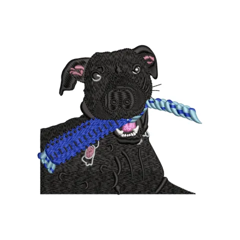 Dog With Toy Embroidery Design