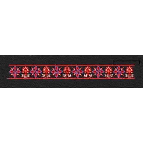 Red And Blue Floral Endless Border Embroidery Design