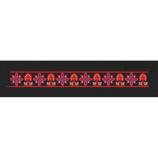 Red And Blue Floral Endless Border Embroidery Design
