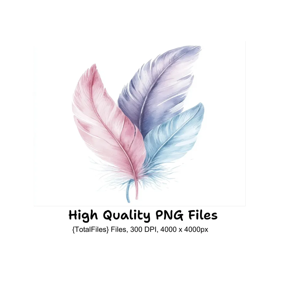 Soft Feather Arrangements Clipart Bundle